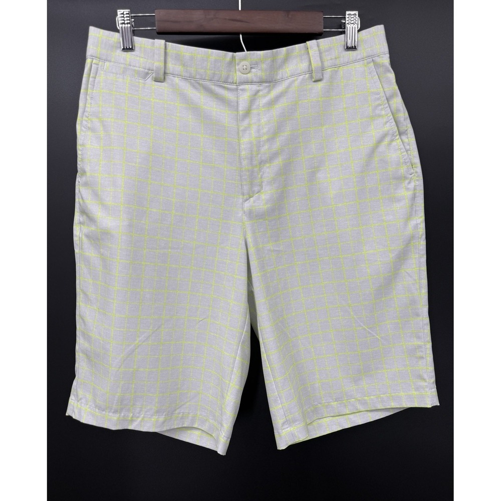 Nike Golf Tour Performance Men's Dri-Fit Shorts Size 32 Gray Neon Yellow Plaid